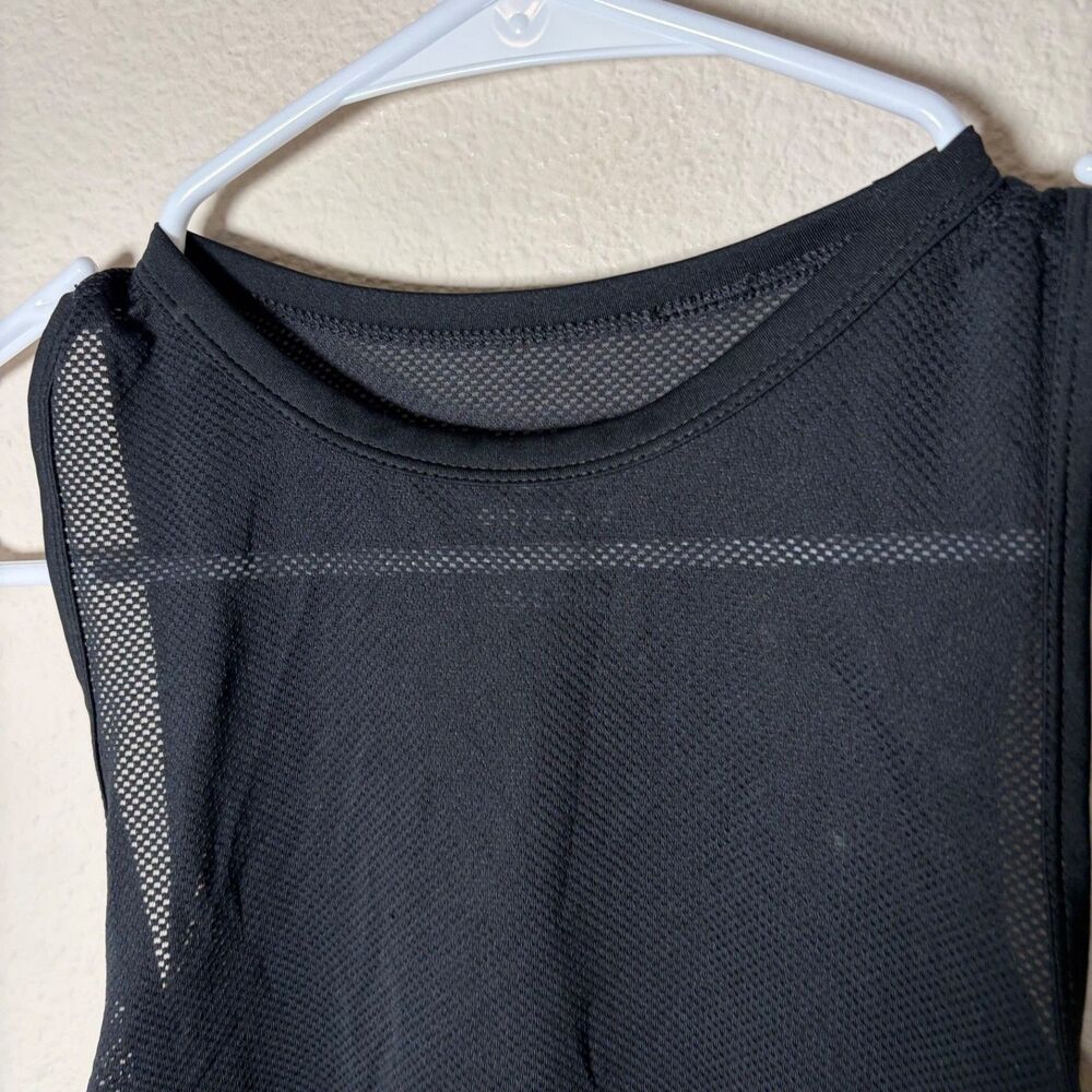 Nike Tank Top Women's Small Black Mesh Cropped Sleeveless Crew Neck Dri-Fit - Picture 3 of 8